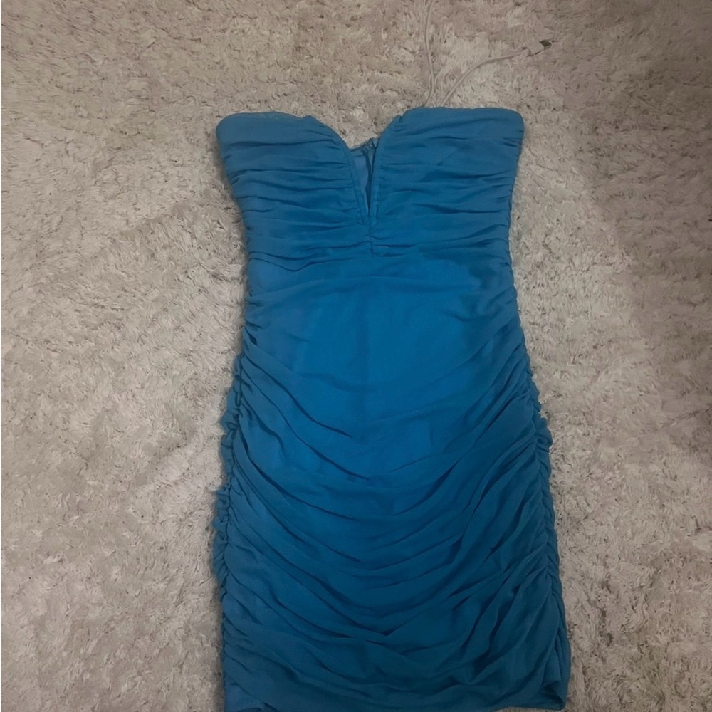 Blue Strapless Mini Dress